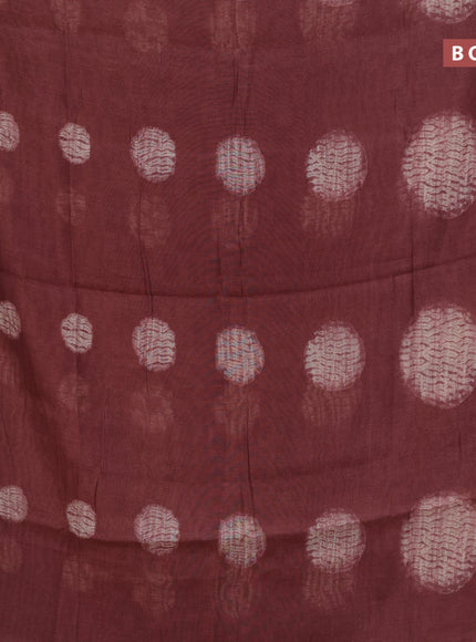 Semi linen saree brown with shibori prints and kalamkari printed pallu