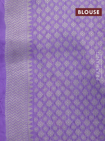 Banarasi raw silk saree lavender shade with thread & zari woven floral buttas and long floral zari woven paithani border