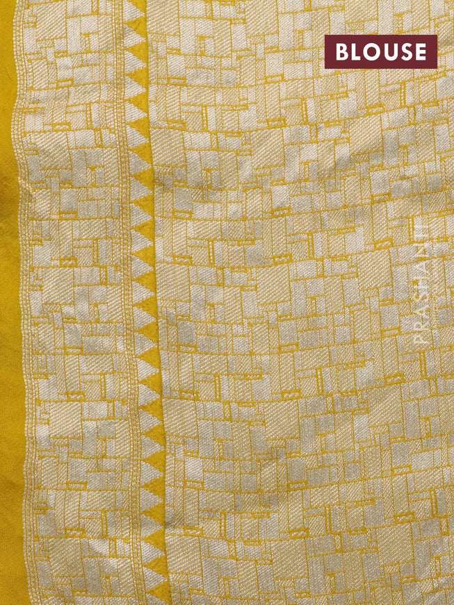 Banarasi raw silk saree mango yellow with allover thread & zari weaves and zari woven border