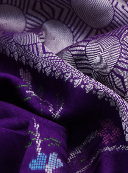 Banarasi raw silk saree violet with allover thread & zari weaves and zari woven border