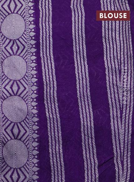 Banarasi raw silk saree violet with allover thread & zari weaves and zari woven border