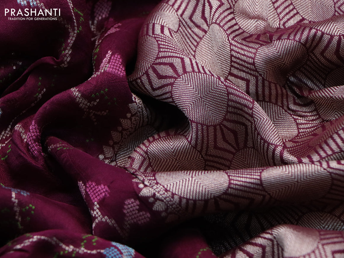 Banarasi raw silk saree wine shade with allover thread & zari weaves and zari woven border