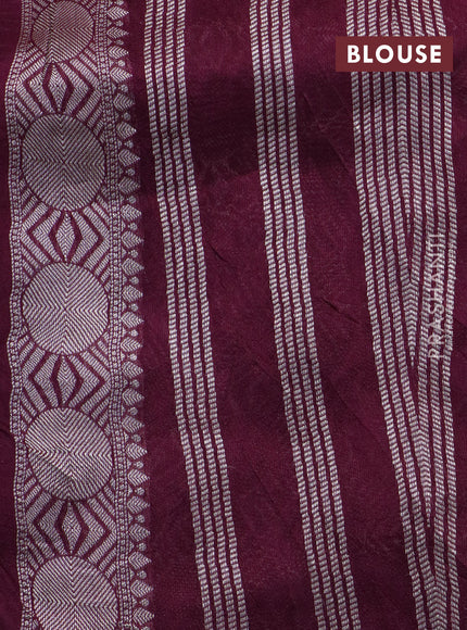 Banarasi raw silk saree wine shade with allover thread & zari weaves and zari woven border