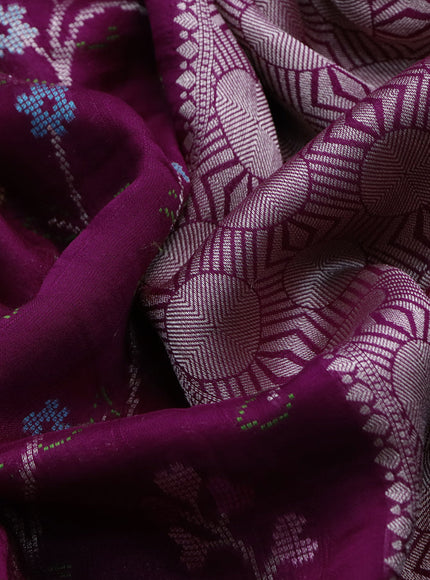 Banarasi raw silk saree wine shade with allover thread & zari weaves and zari woven border