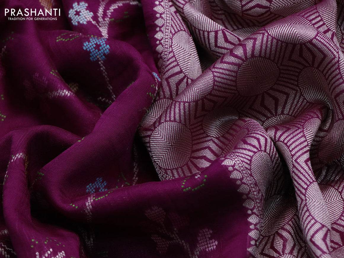 Banarasi raw silk saree wine shade with allover thread & zari weaves and zari woven border