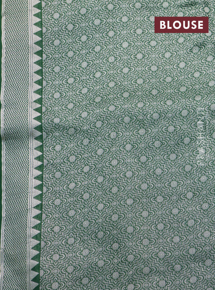 Banarasi raw silk saree green with zari woven buttas and long floral zari woven paithani border