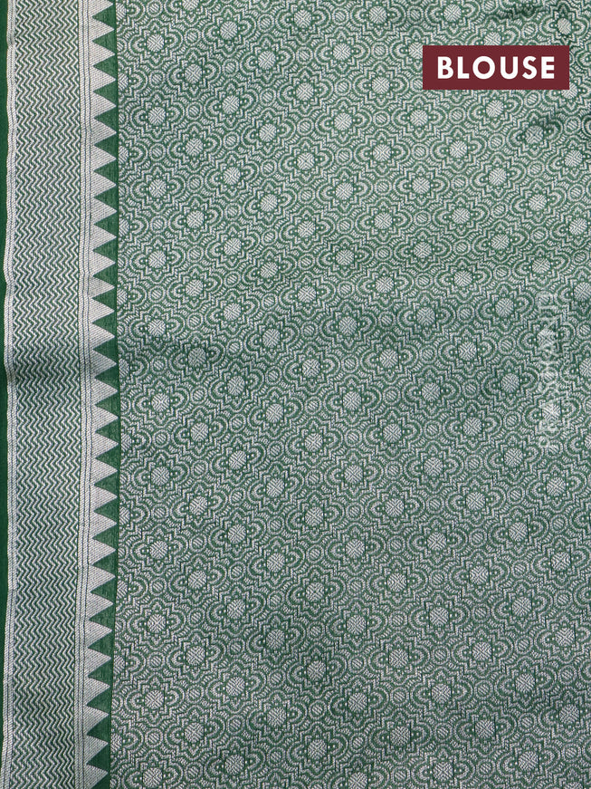 Banarasi raw silk saree green with zari woven buttas and long floral zari woven paithani border