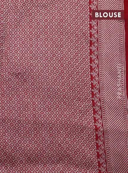 Banarasi raw silk saree red with thread & zari woven floral buttas and long floral zari woven paithani border