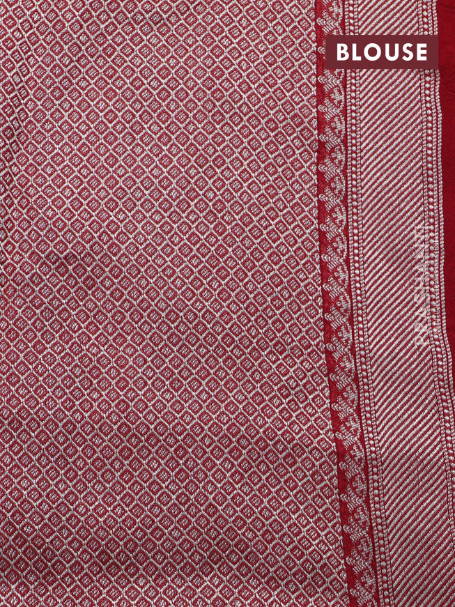 Banarasi raw silk saree red with thread & zari woven floral buttas and long floral zari woven paithani border