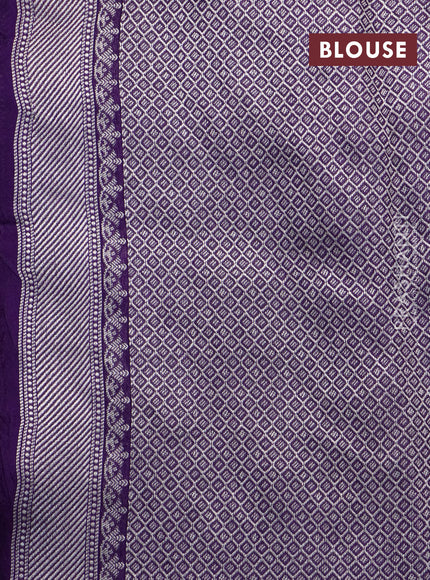 Banarasi raw silk saree violet with thread & zari woven floral buttas and long floral zari woven paithani border