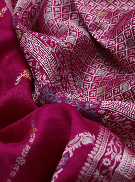 Banarasi raw silk saree pink with allover thread & zari weaves and woven border