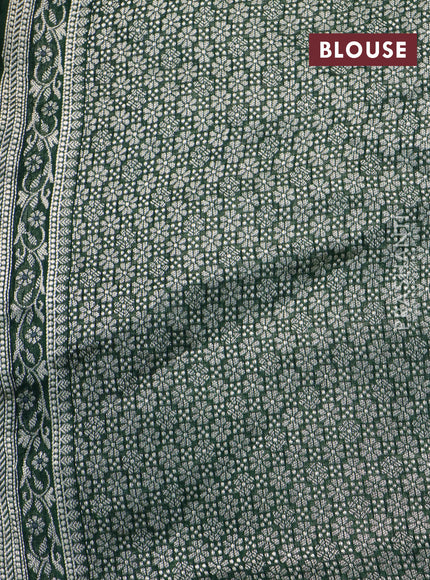 Banarasi raw silk saree dark green with allover thread & zari weaves and woven border