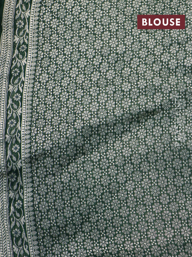 Banarasi raw silk saree dark green with allover thread & zari weaves and woven border