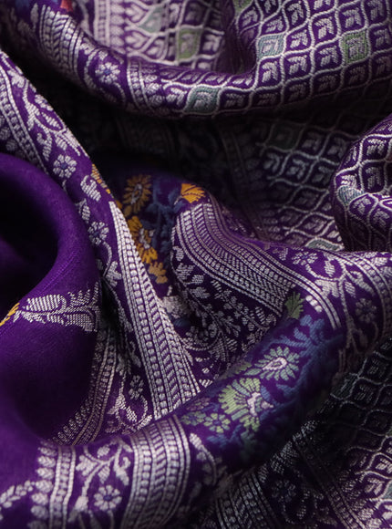 Banarasi raw silk saree violet with allover thread & zari weaves and woven border