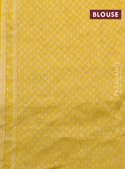 Banarasi raw silk saree mango yellow with allover thread & zari weaves and woven border