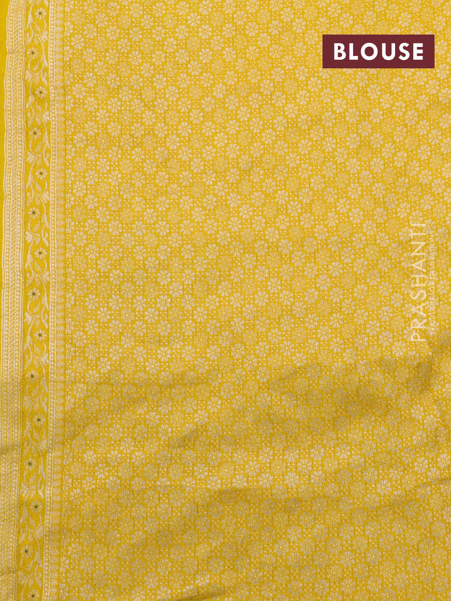 Banarasi raw silk saree mango yellow with allover thread & zari weaves and woven border