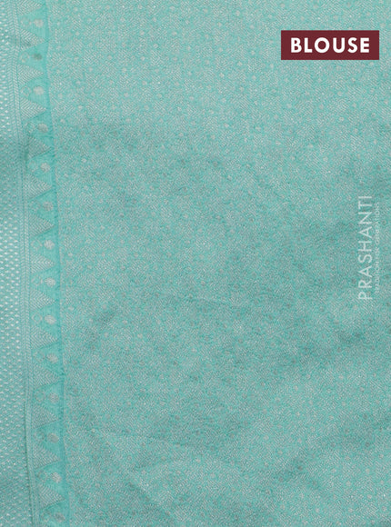 Banarasi raw silk saree teal blue with zari woven buttas and zari woven floral zari woven paithani border