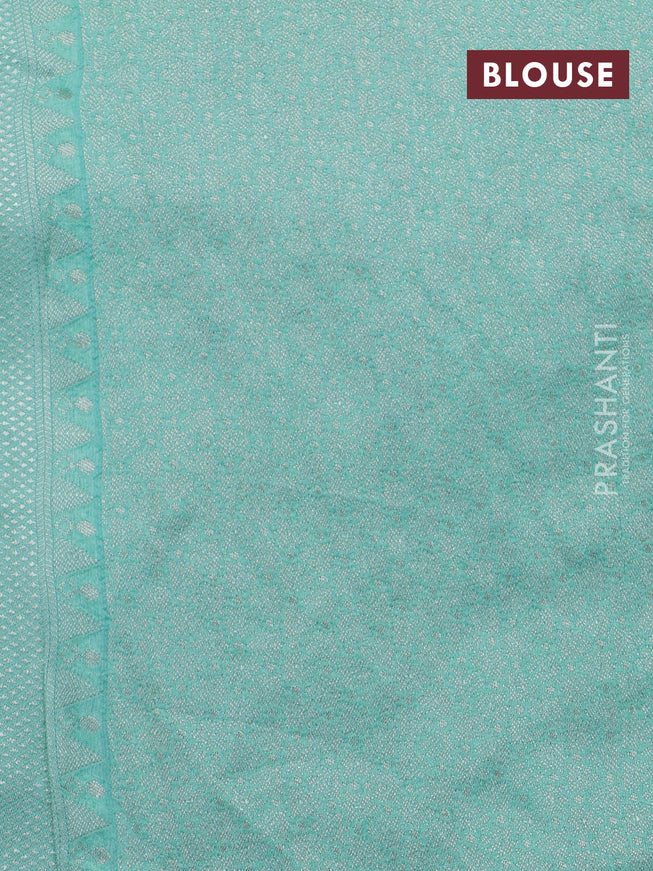 Banarasi raw silk saree teal blue with zari woven buttas and zari woven floral zari woven paithani border