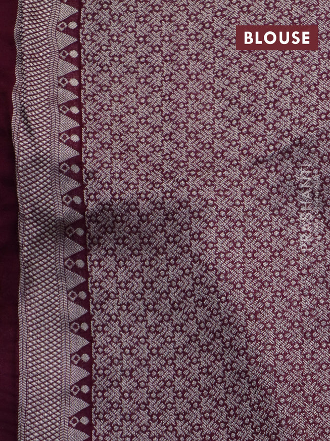 Banarasi raw silk saree wine shade with zari woven buttas and zari woven floral zari woven paithani border