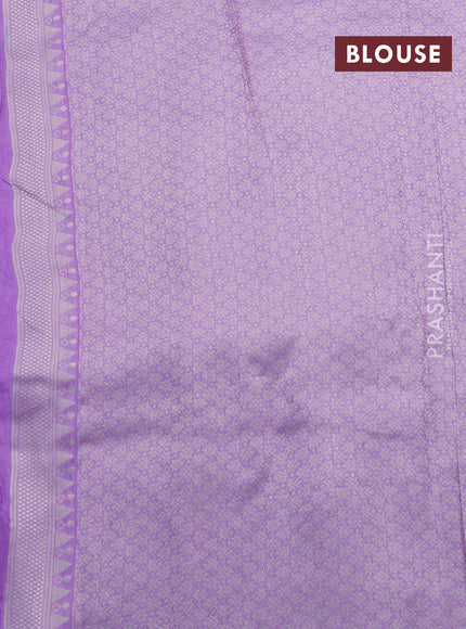 Banarasi raw silk saree lavender with zari woven buttas and zari woven floral zari woven paithani border