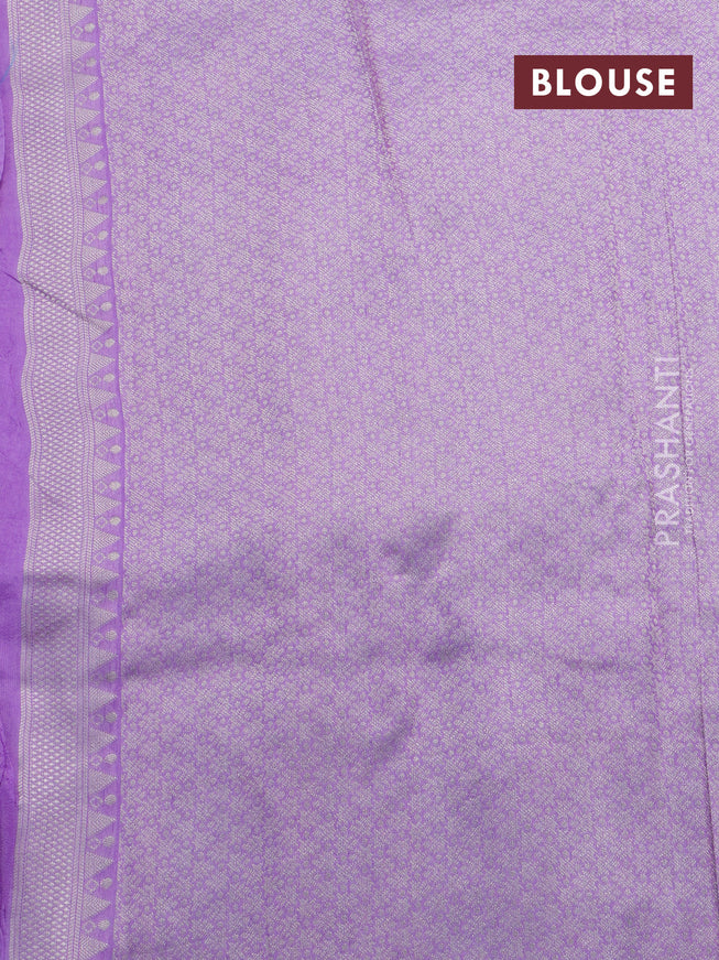 Banarasi raw silk saree lavender with zari woven buttas and zari woven floral zari woven paithani border