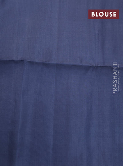 Pure soft silk saree blue and grey with allover zari weaves in borderless style