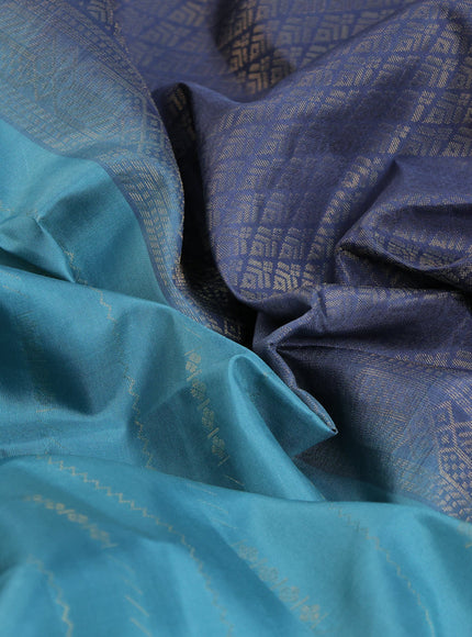 Pure soft silk saree pastel blue and grey with allover zari weaves in borderless style