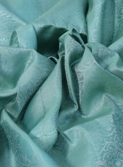 Pure soft silk saree pastel green shade with allover silver zari weaves & buttas in borderless style