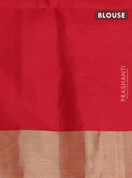 Pure soft silk saree dark mustard and red with zari woven geometric buttas and zari woven border