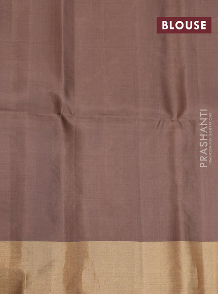 Pure soft silk saree maroon and pastel brown with zari woven geometric buttas and zari woven border