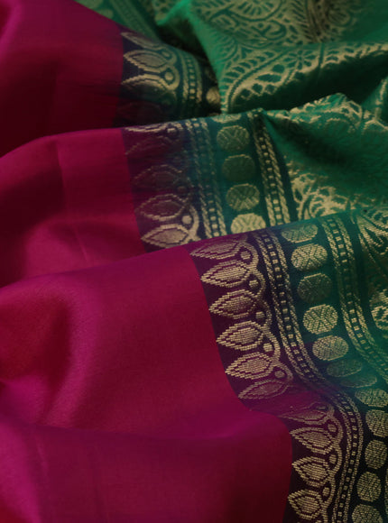 Pure soft silk saree pink and green with zari woven geometric buttas and zari woven border