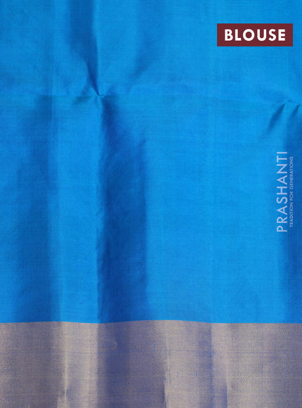 Pure soft silk saree deep violet and dual shade of blue with zari woven geometric buttas and zari woven border