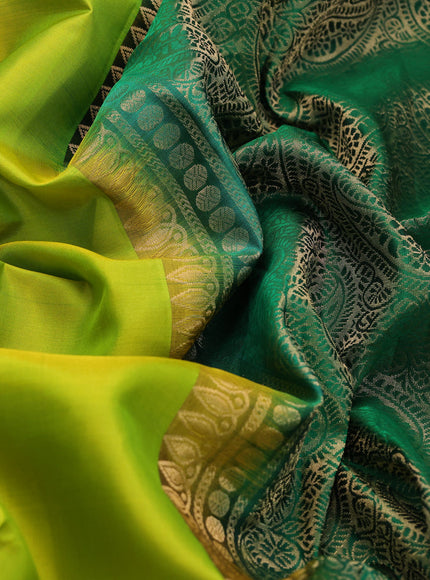 Pure soft silk saree dual shade of light green and green with zari woven geometric buttas and zari woven border