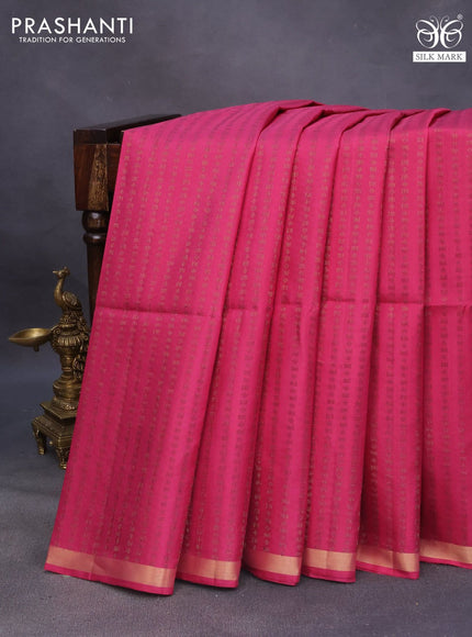 Pure soft silk saree pink and pastel brown with allover thread & zari woven geometric weaves and zari woven border