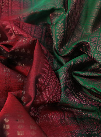 Pure soft silk saree maroon and green with allover thread & zari woven geometric weaves and zari woven border