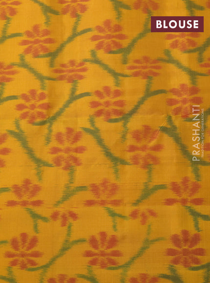 Pure soft silk saree dual shade of pink and mustard yellow with allover copper zari woven buttas and ikat style border