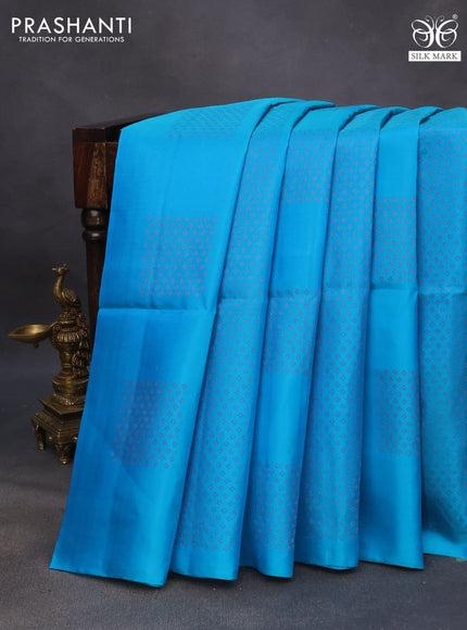 Pure soft silk saree dual shade of blue and purple with thread & zari weaves & buttas in borderless style