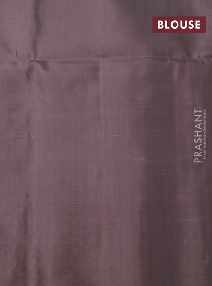 Pure soft silk saree greyish brown with thread & zari woven buttas in borderless style