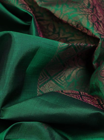 Pure soft silk saree green with thread & zari woven buttas in borderless style