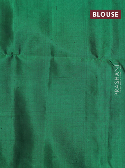 Pure soft silk saree green with thread & zari woven buttas in borderless style