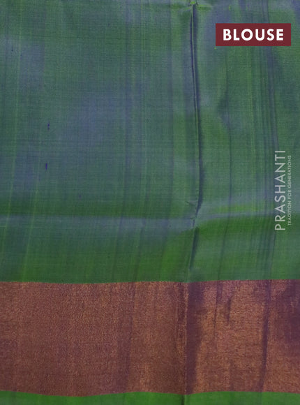 Pure uppada silk saree blue and dual shade of green blue with zari woven buttas and zari woven border