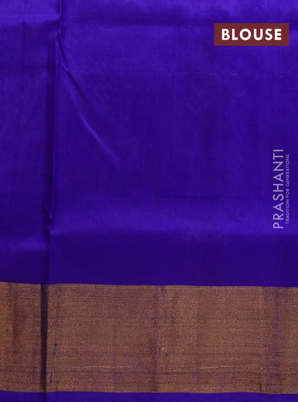 Pure uppada silk saree lavender and blue with silver & gold zari woven buttas and zari woven border