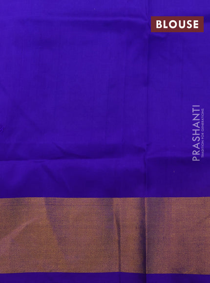 Pure uppada silk saree cs blue and blue with silver & gold zari woven buttas and zari woven border