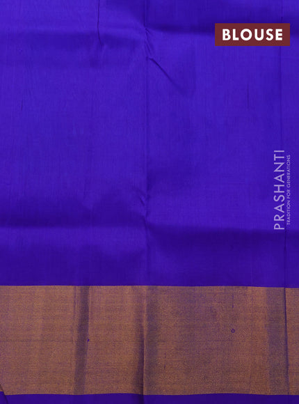 Pure uppada silk saree cs blue and blue with silver & gold zari woven buttas and zari woven border