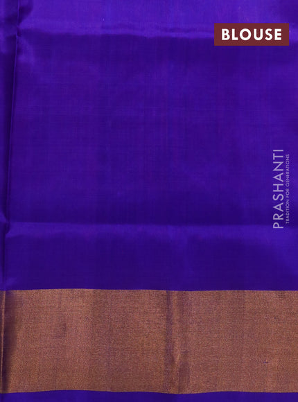 Pure uppada silk saree pink and blue with silver & gold zari woven buttas and zari woven border