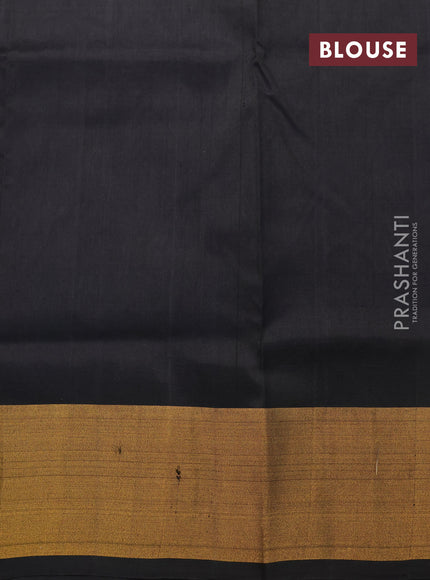 Pure uppada silk saree rosy brown and black with silver & gold zari woven buttas and zari woven border