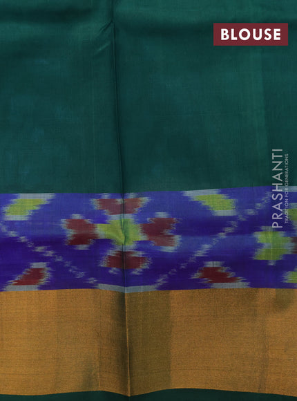 Pure uppada silk saree light blue and green with silver & gold zari woven buttas and zari woven ikat style border