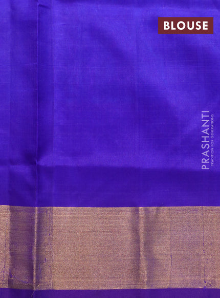 Pure uppada silk saree dual shade of blue and blue with silver & gold zari weaves and zari woven border