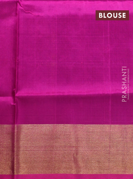 Pure uppada silk saree blue and pink with silver & gold zari woven buttas and zari woven border