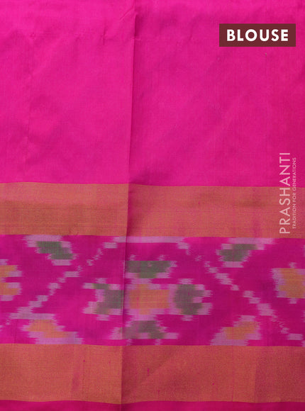 Pure uppada silk saree blue and pink with allover silver & gold zari woven buttas and zari woven ikat style border